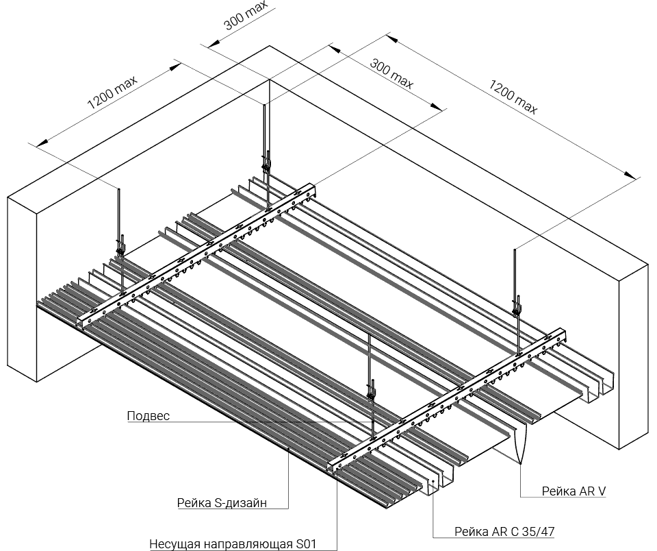 Комбинированный монтаж на несущую направляющую S01